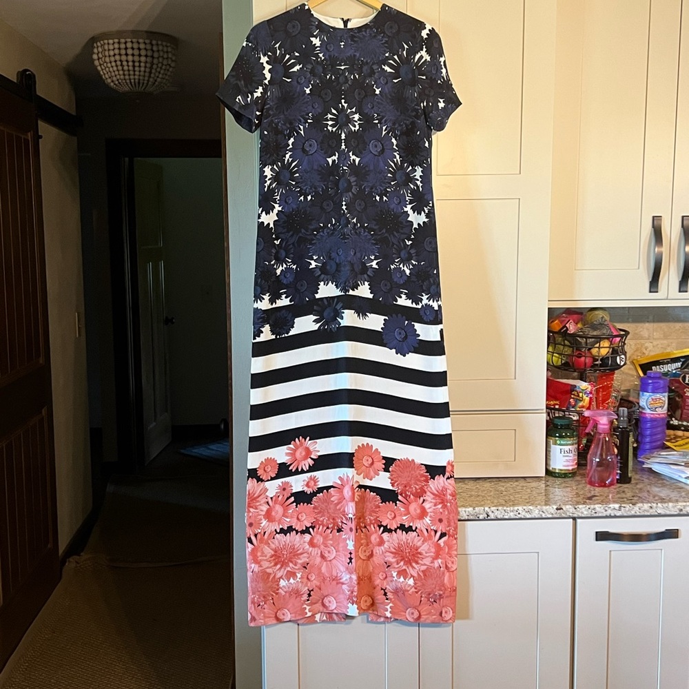 Vintage Mother of Pearl maxi dress, slit in back, size 4
